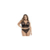Soutien-gorge, string et jupe, grande taille, résille noire 